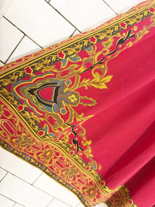 nwt vintage 100% silk scarf print flowy midi skirt | the silk collection - good market thrift store