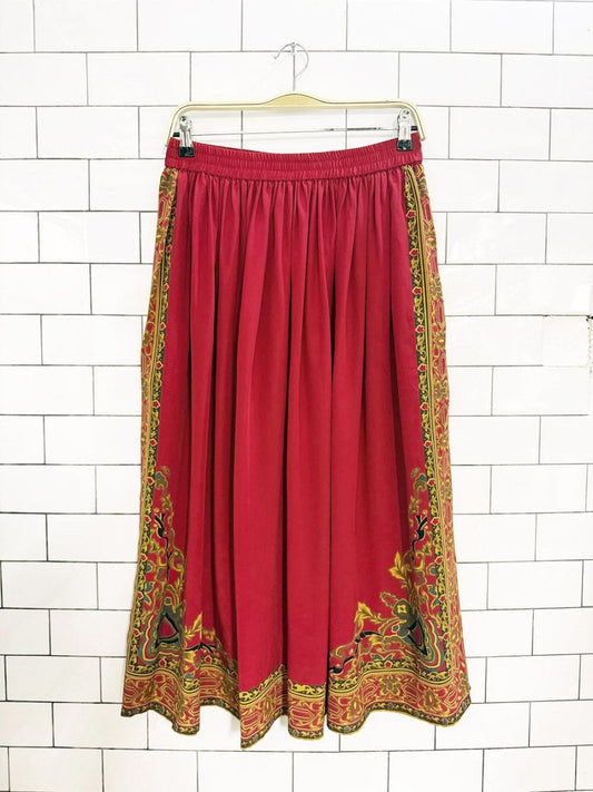 nwt vintage 100% silk scarf print flowy midi skirt | the silk collection - good market thrift store