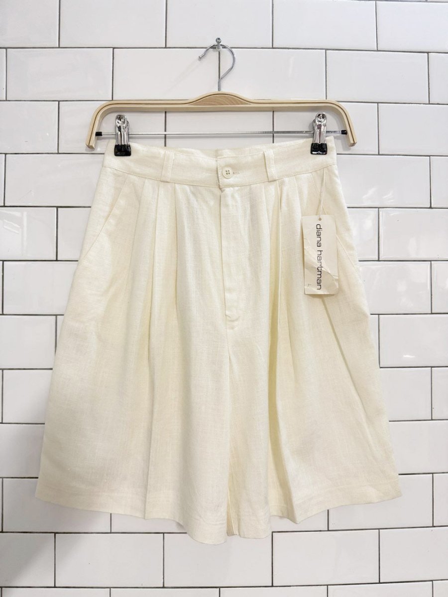 nwt vintage 80s diana hartman linen - blend pleated trouser shorts | made in USA - good market thrift store