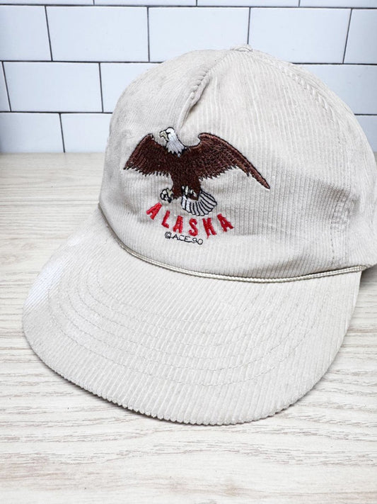 nwt vintage 90s ace alaska embroidered eagle chunky cord hat | deadstock - good market thrift store