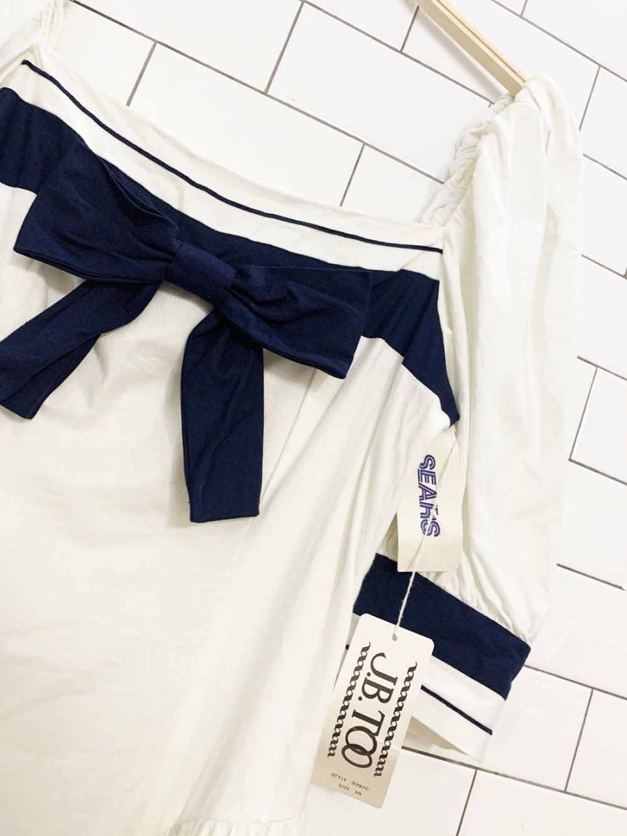 nwt vintage 90s jb too sailor bow nautical basque waist midi dress | sears - good market thrift store