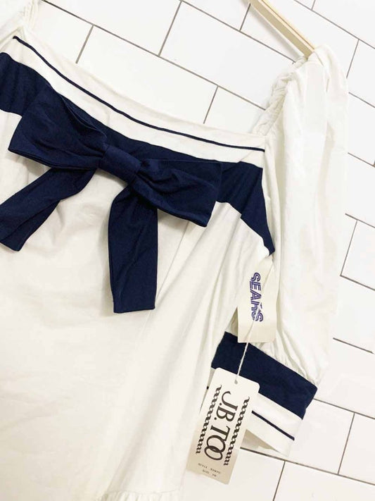 nwt vintage 90s jb too sailor bow nautical basque waist midi dress | sears - good market thrift store
