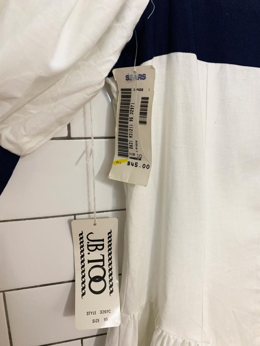 nwt vintage 90s jb too sailor bow nautical basque waist midi dress | sears - good market thrift store