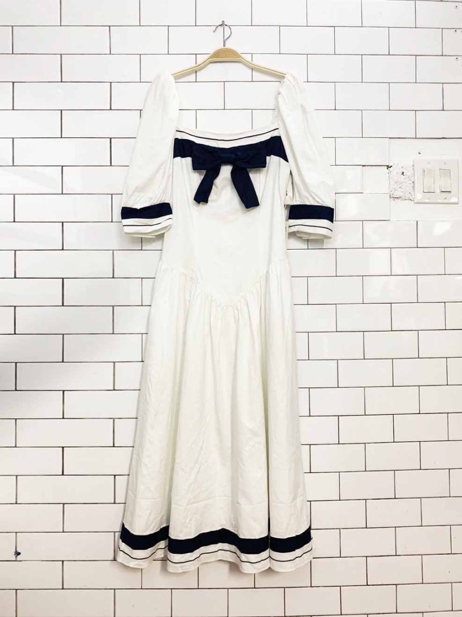 nwt vintage 90s jb too sailor bow nautical basque waist midi dress | sears - good market thrift store