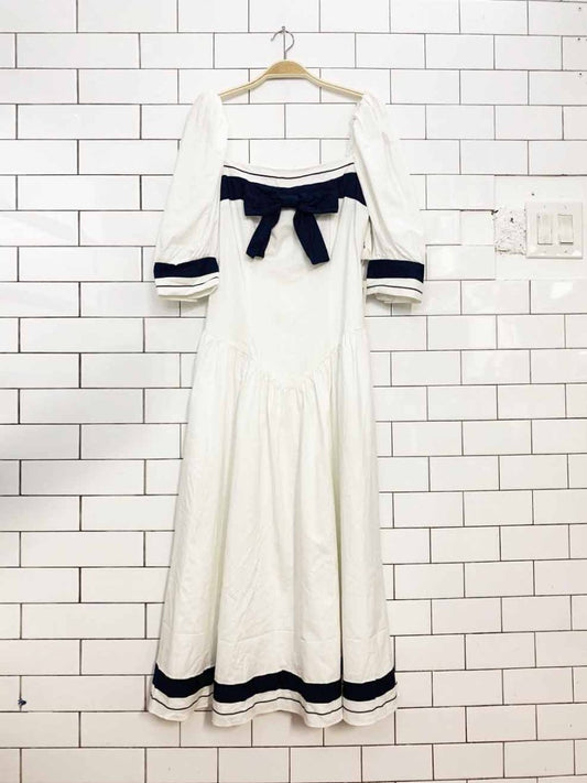 nwt vintage 90s jb too sailor bow nautical basque waist midi dress | sears - good market thrift store