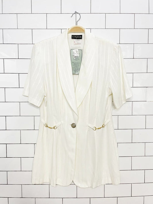 nwt vintage 90s lindor horsebit short sleeve minimal blazer | made in Canada - good market thrift store