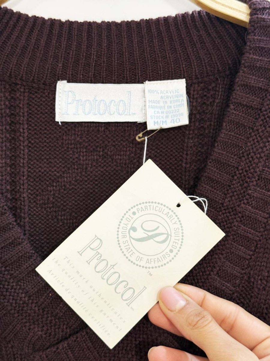 nwt vintage 90s protocol v - neck cable knit sweater - good market thrift store