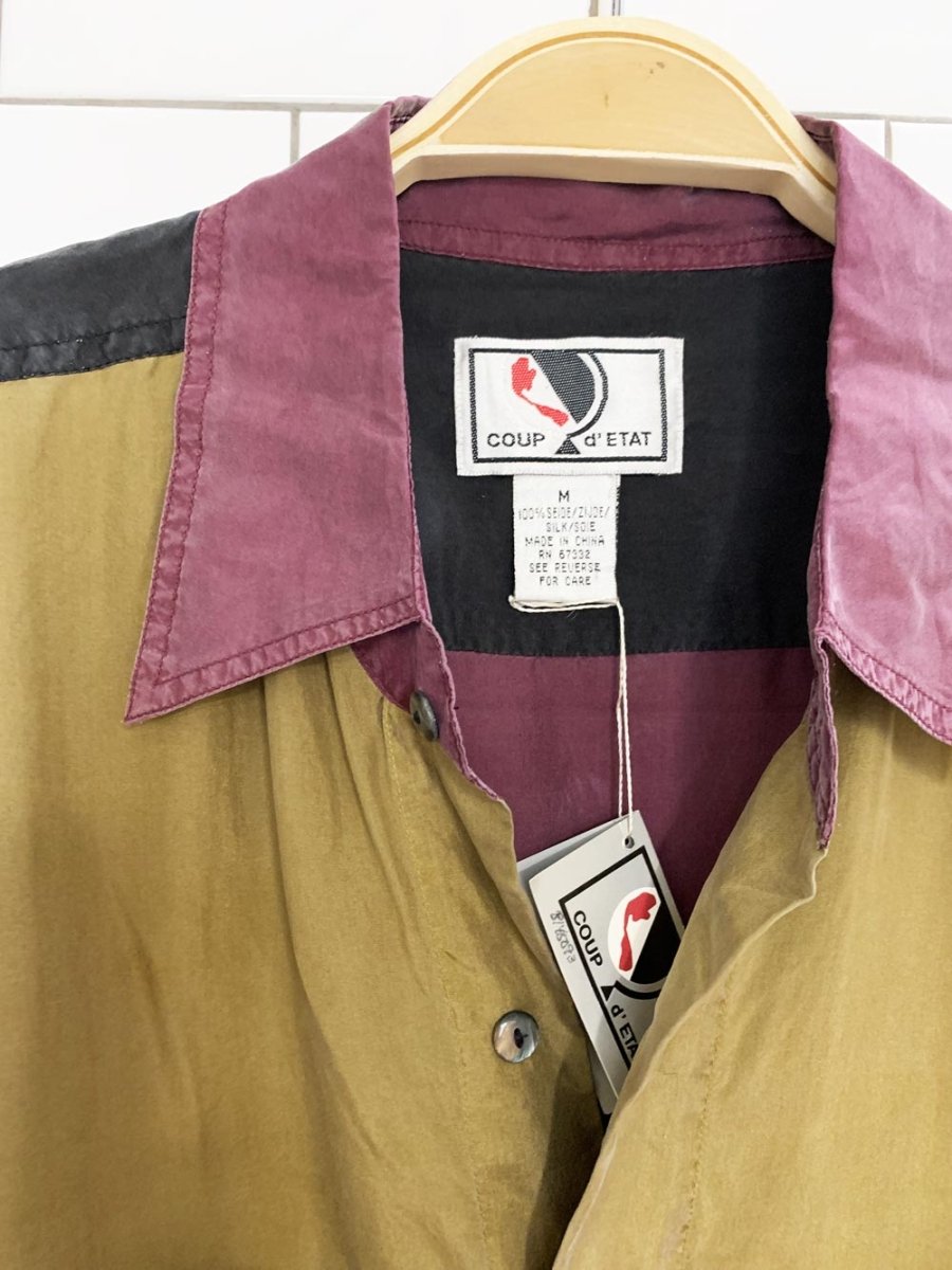 nwt vintage coup d'etat 100% silk colour block full button shirt - good market thrift store