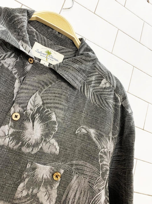 nwt vintage island shores 100% silk full button resort shirt - good market thrift store