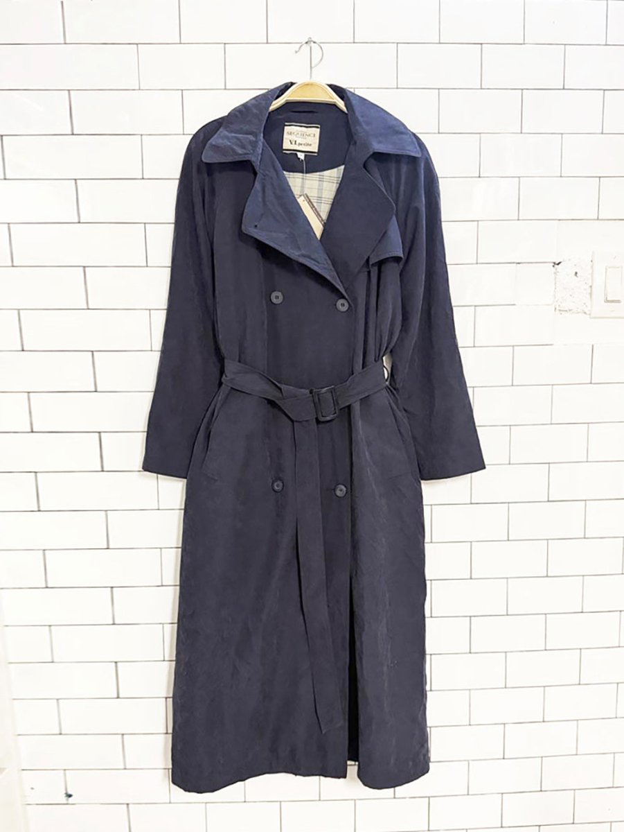 nwt vintage sequence soft touch double breasted belted trench coat - good market thrift store