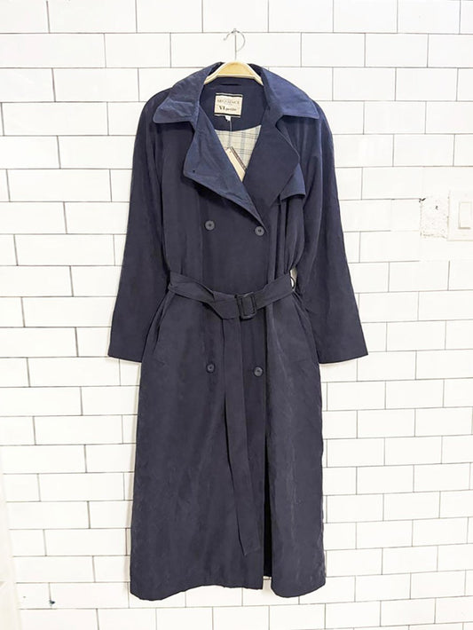 nwt vintage sequence soft touch double breasted belted trench coat - good market thrift store