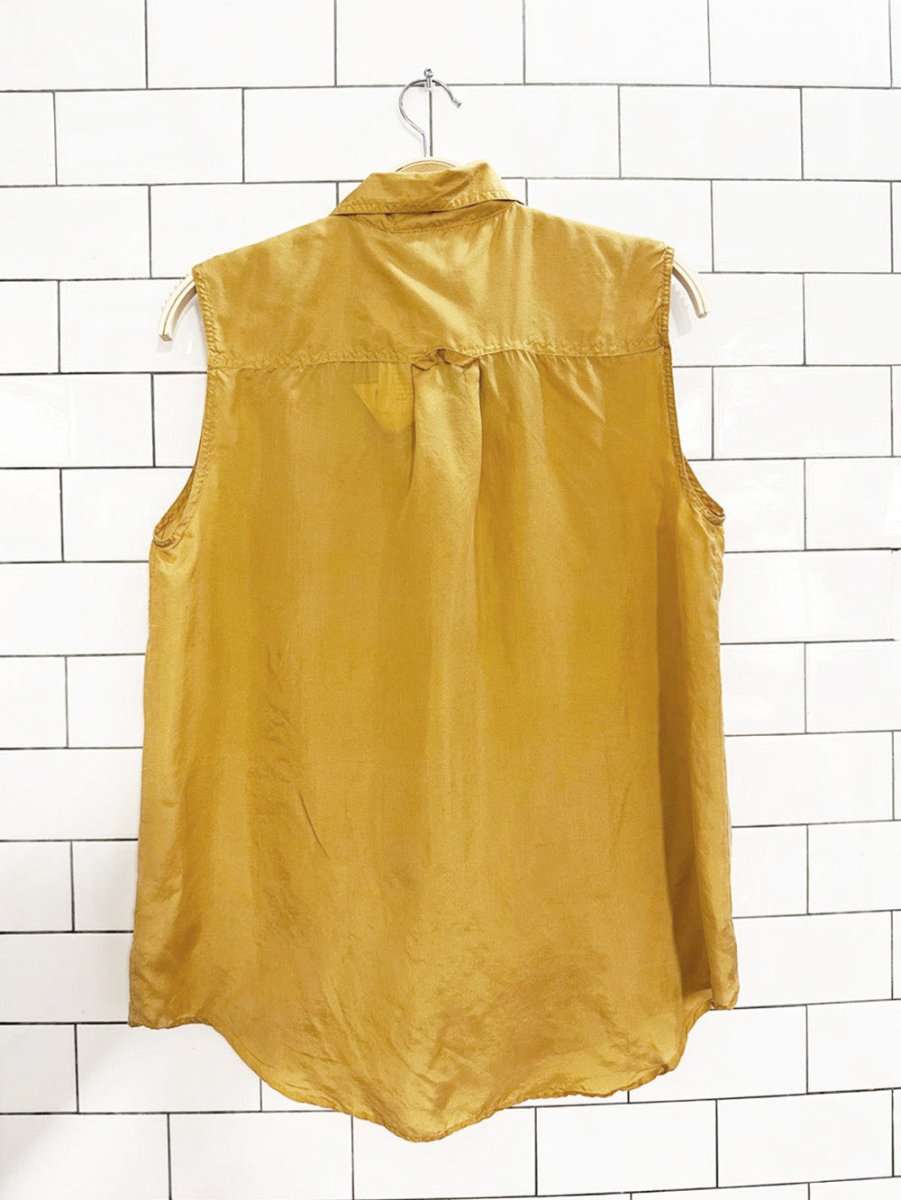 nwt vintage stone silks 100% silk frog button sleeveless blouse - good market thrift store