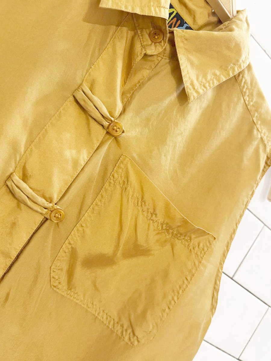 nwt vintage stone silks 100% silk frog button sleeveless blouse - good market thrift store