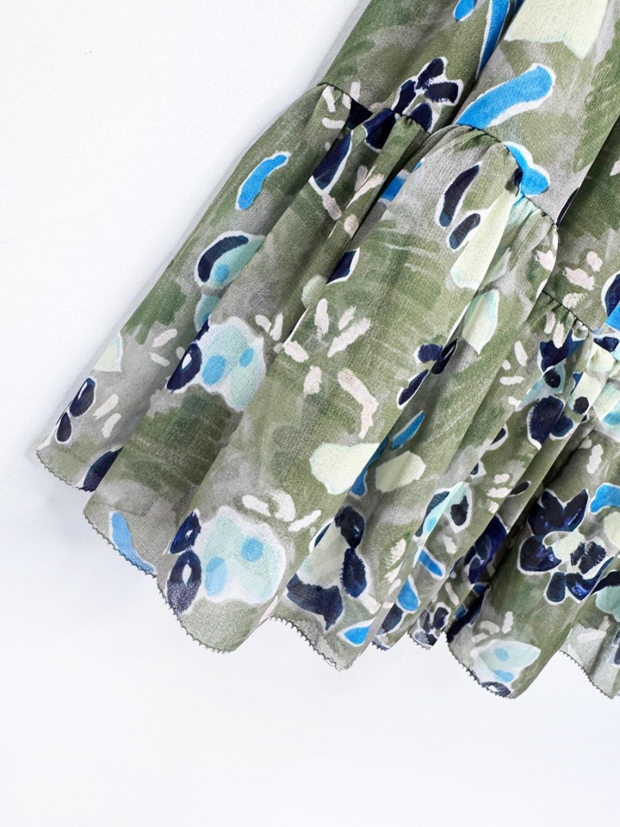 nwt wilfred laken chiffon floral puff sleeve smocked mini dress | aritzia - good market thrift store