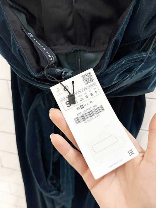 nwt zara velvet halter top tie waist wide leg jumpsuit - good market thrift store