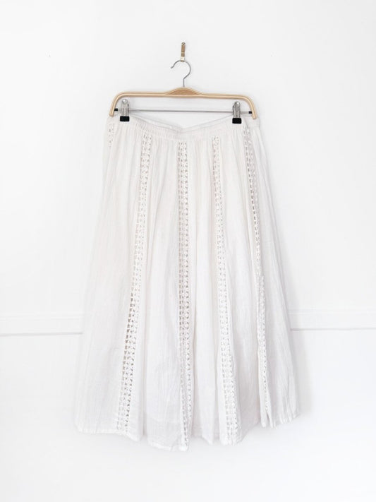 ny collection crochet lace trim boho full midi skirt - good market thrift store