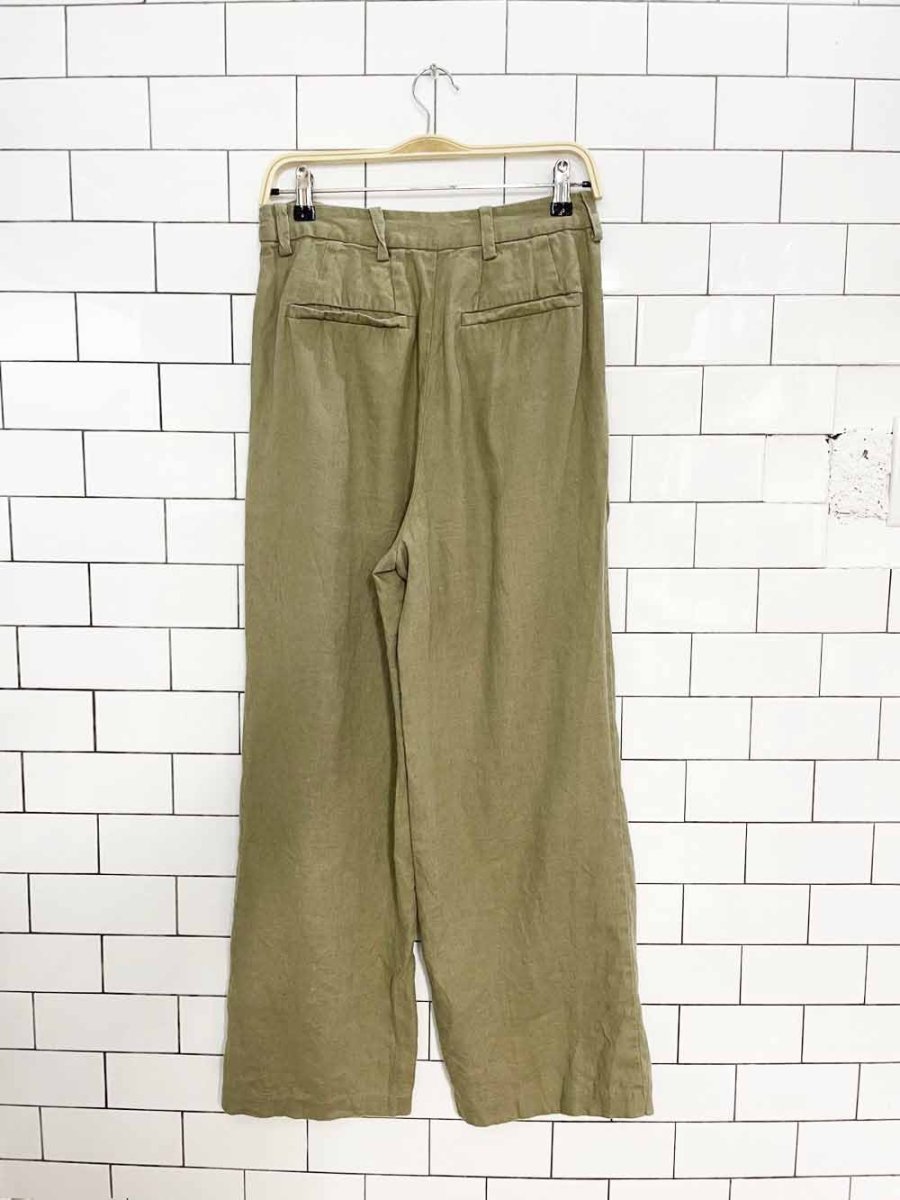 oak + fort 100% linen wide leg pleated trousers - good market thrift store