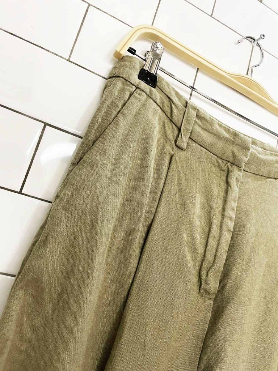 oak + fort 100% linen wide leg pleated trousers - good market thrift store