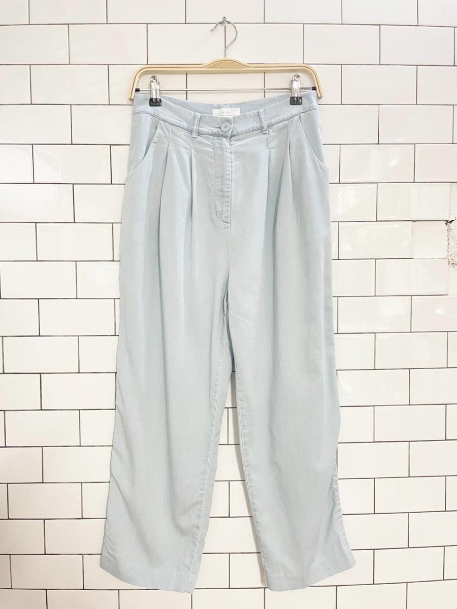 oak + fort chambray pleated casual trouser pant - good market thrift store