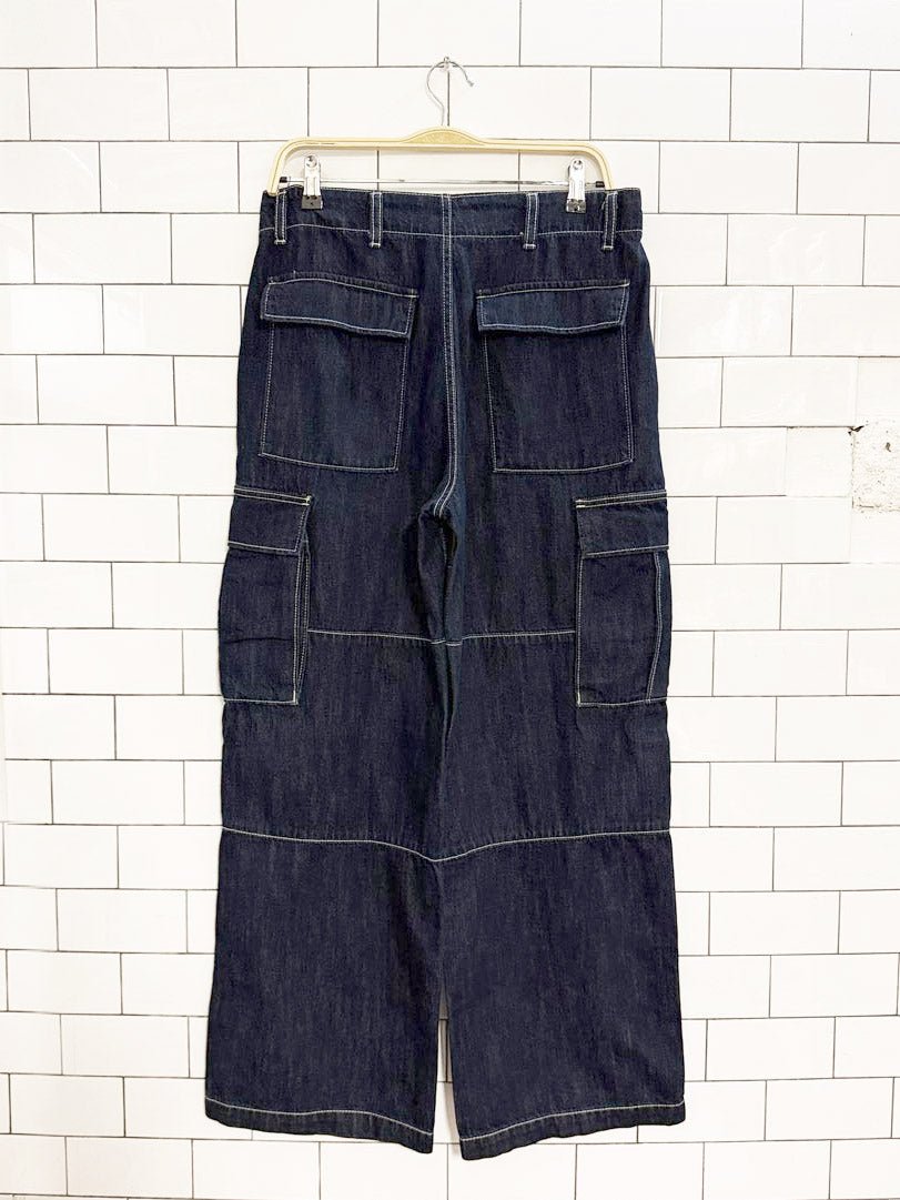 oak & fort contrast stitch wide leg cargo jeans - good market thrift store