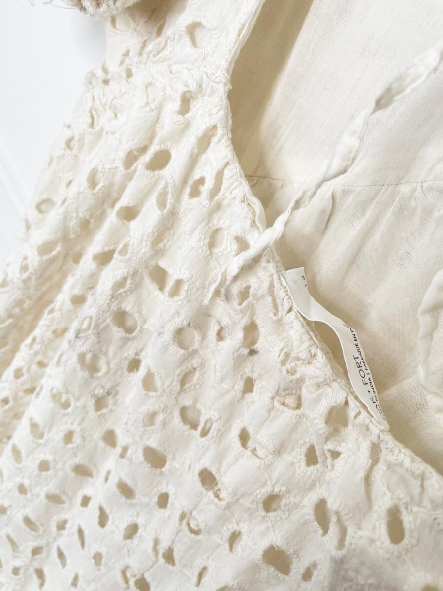 oak + fort eyelet relaxed fit tie - back midi dress - good market thrift store