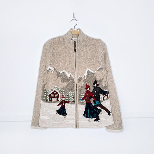 vintage 00s NR ice skaters knit cardigan