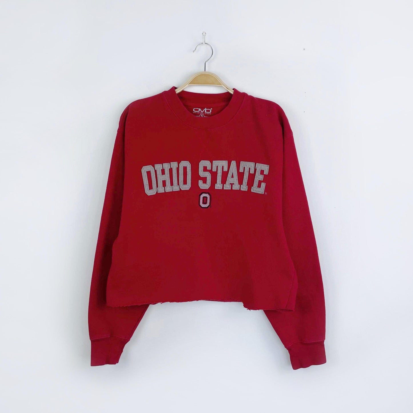 vintage ohio state cropped felted varsity crew