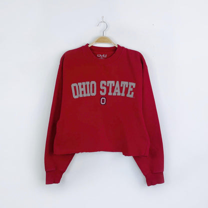 vintage ohio state cropped felted varsity crew