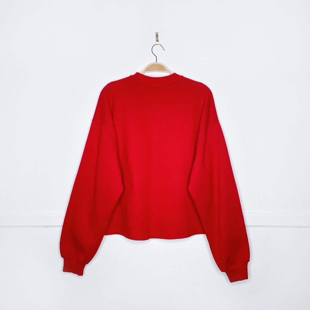 vintage 90s mickey + minnie seasons greetings crop crew