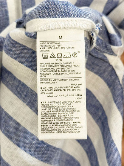 old navy linen - blend oversized striped boyfriend shirt - good market thrift store