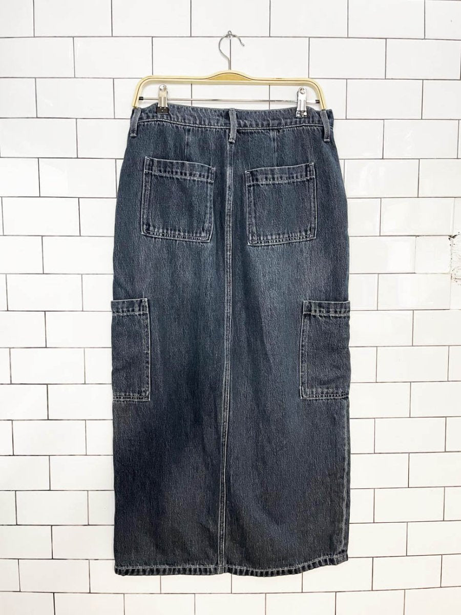 old navy mid rise cargo denim midi skirt - good market thrift store