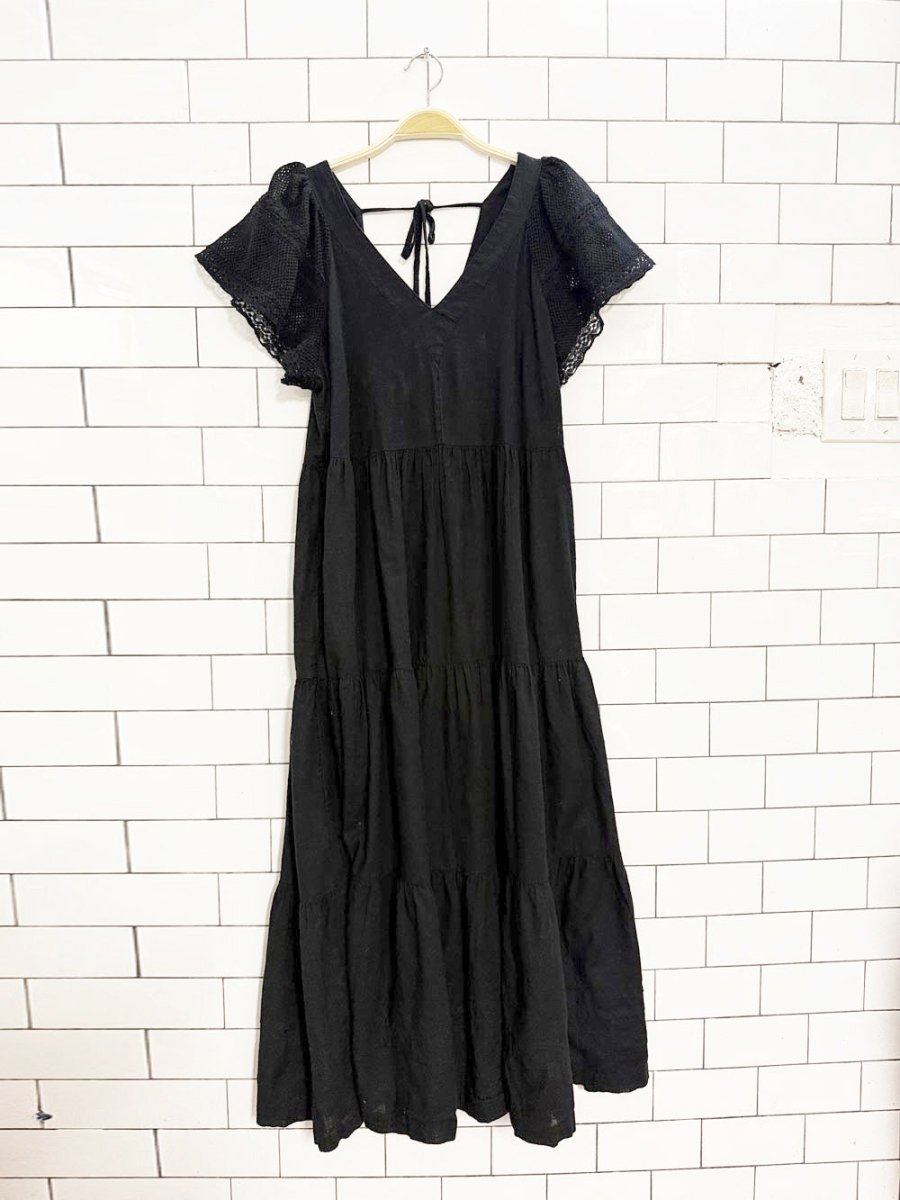 old navy ruffle sleeve tie back tiered maxi dress - good market thrift store