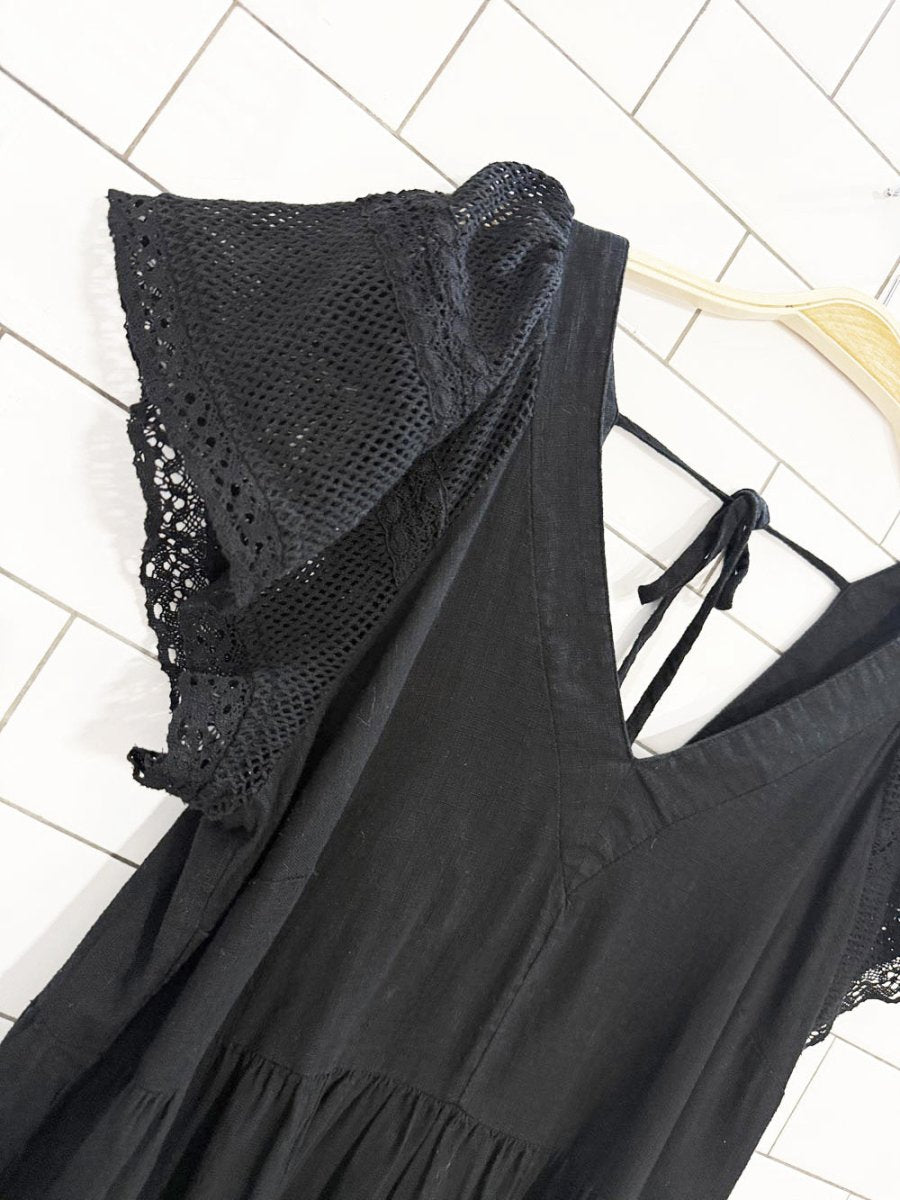 old navy ruffle sleeve tie back tiered maxi dress - good market thrift store