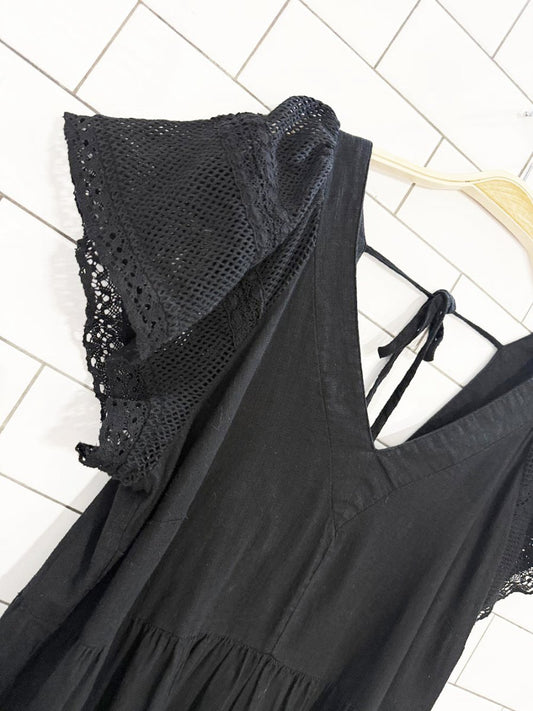 old navy ruffle sleeve tie back tiered maxi dress - good market thrift store