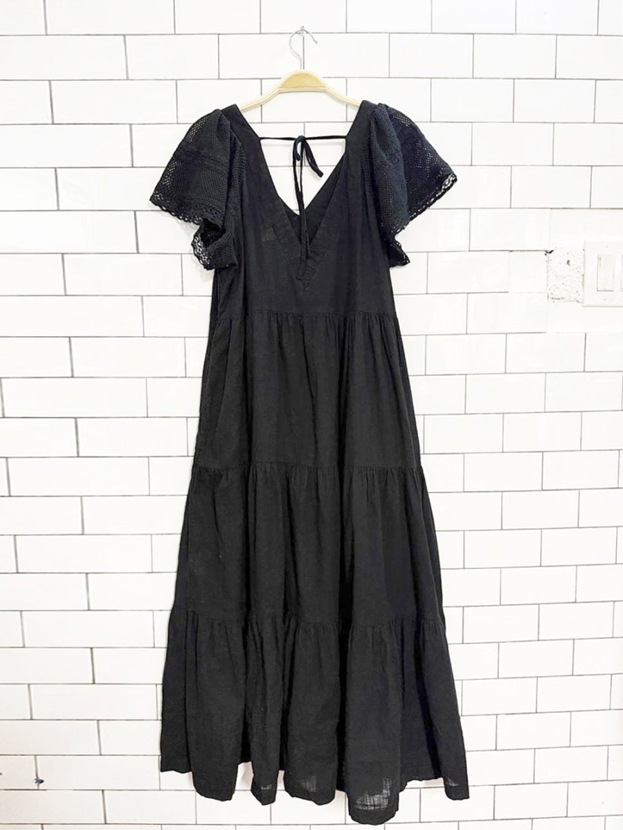 old navy ruffle sleeve tie back tiered maxi dress - good market thrift store