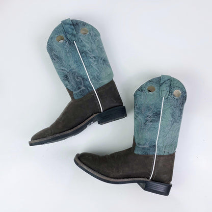 vintage old west leather two tone cowboy boot - size 5