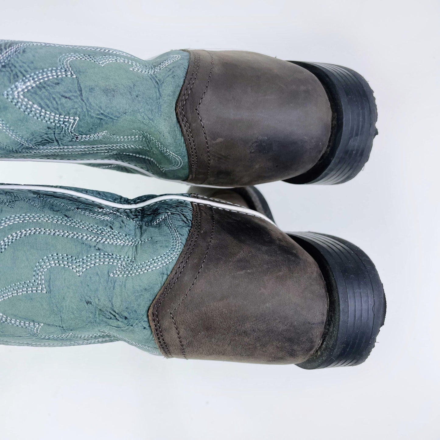 vintage old west leather two tone cowboy boot - size 5