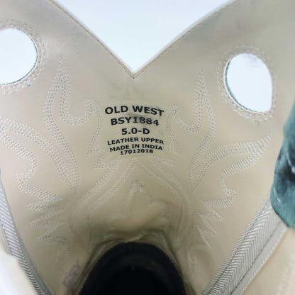 vintage old west leather two tone cowboy boot - size 5