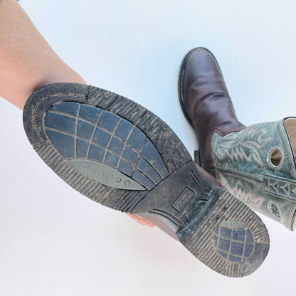 vintage old west two tone cowboy boot