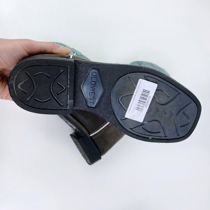 vintage old west leather two tone cowboy boot - size 5