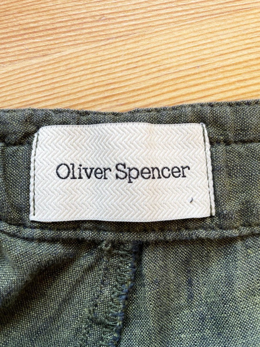 oliver spencer 100% linen drawstring button fly casual shorts - good market thrift store