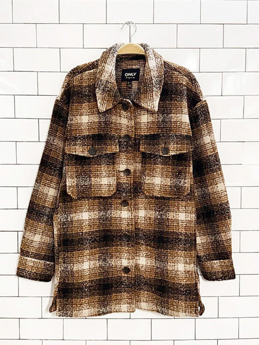 only plaid teddy fleece shirt jacket - good market thrift store