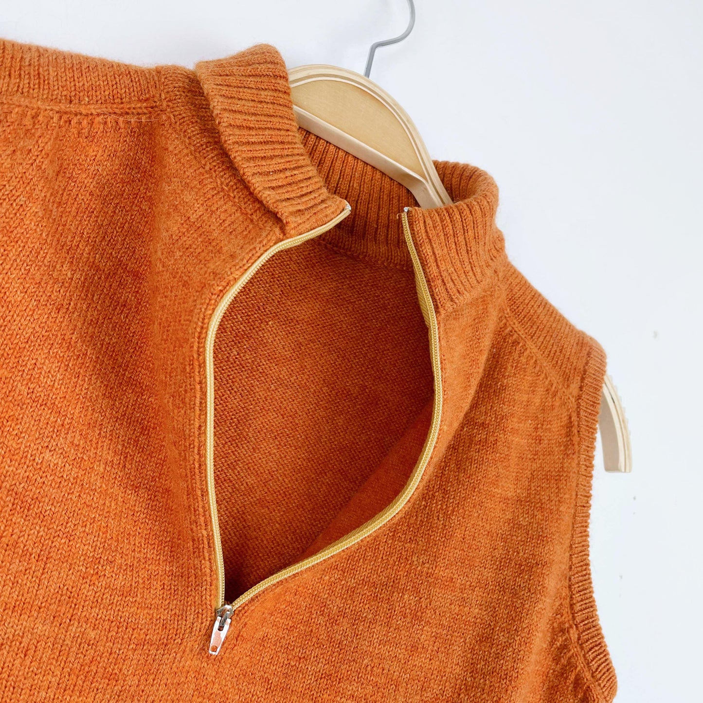 vintage 1/4 zip orange wool vest