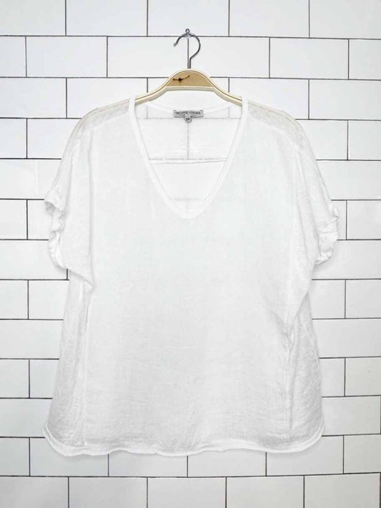 orange amore 100% linen knit combo oversized tee | made in Italy - good market thrift store