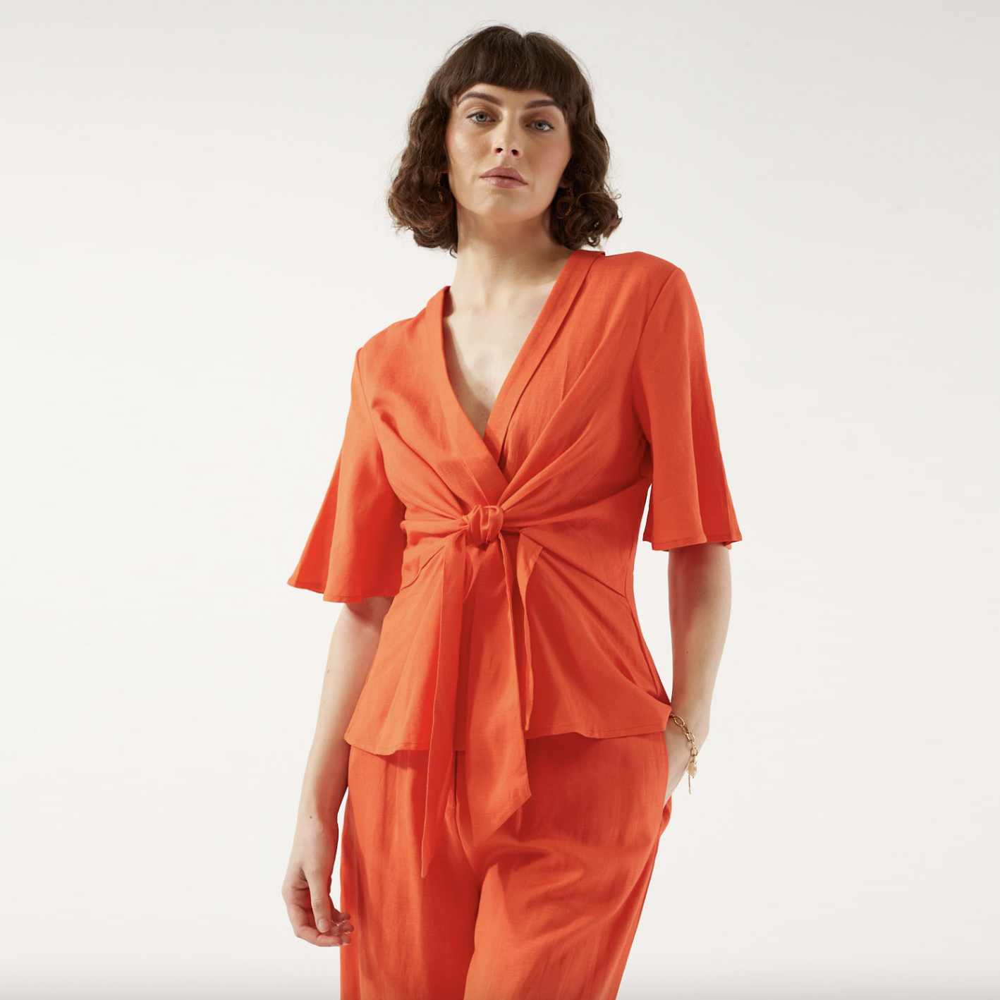 vintage petite sophisticate tie front blouse