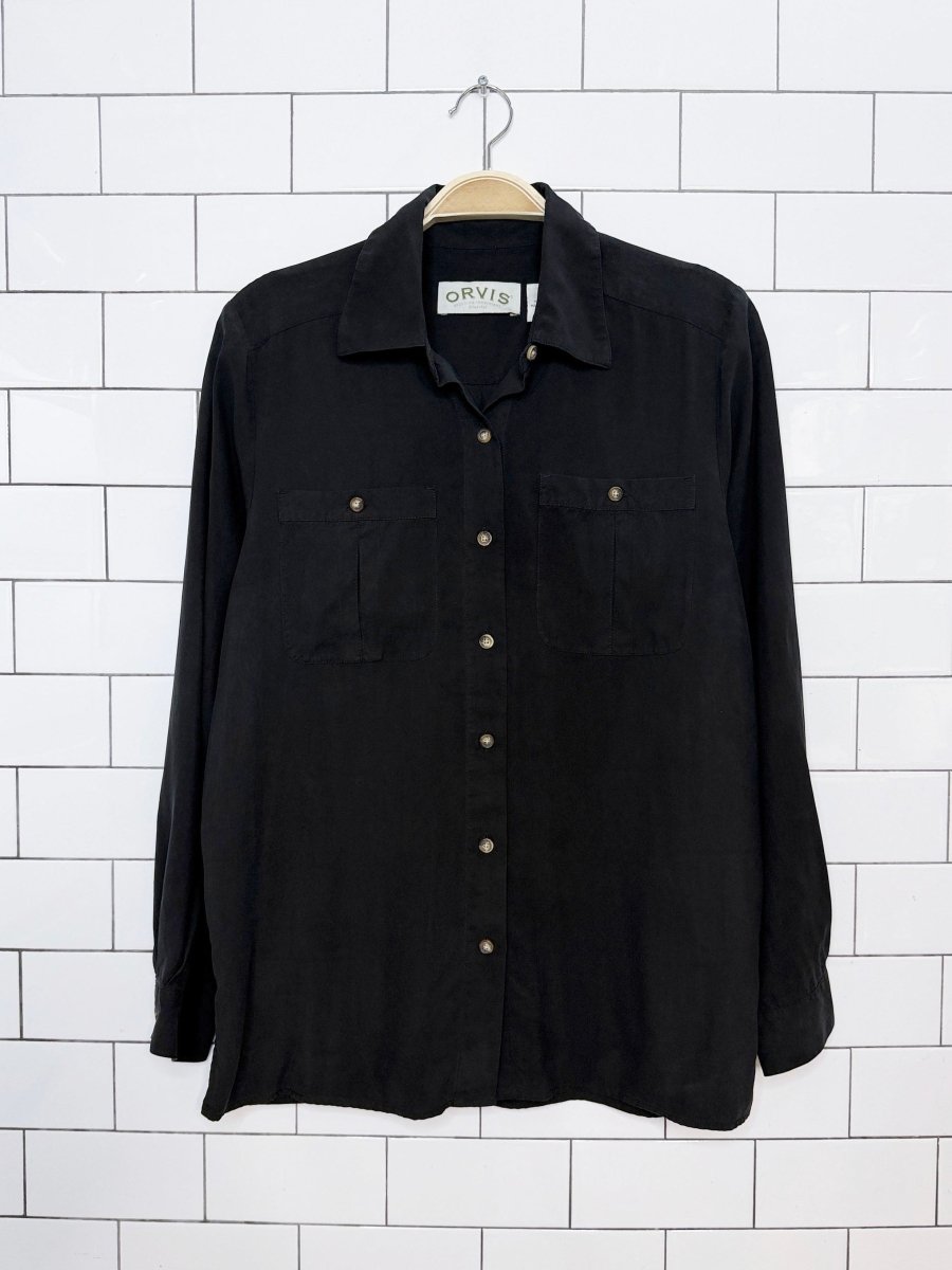 orvis 100% silk full button shirt - good market thrift store