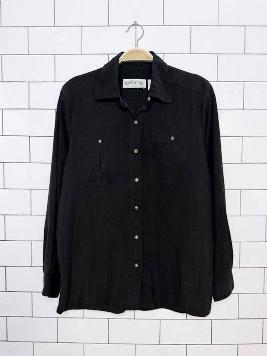 orvis 100% silk full button shirt - good market thrift store