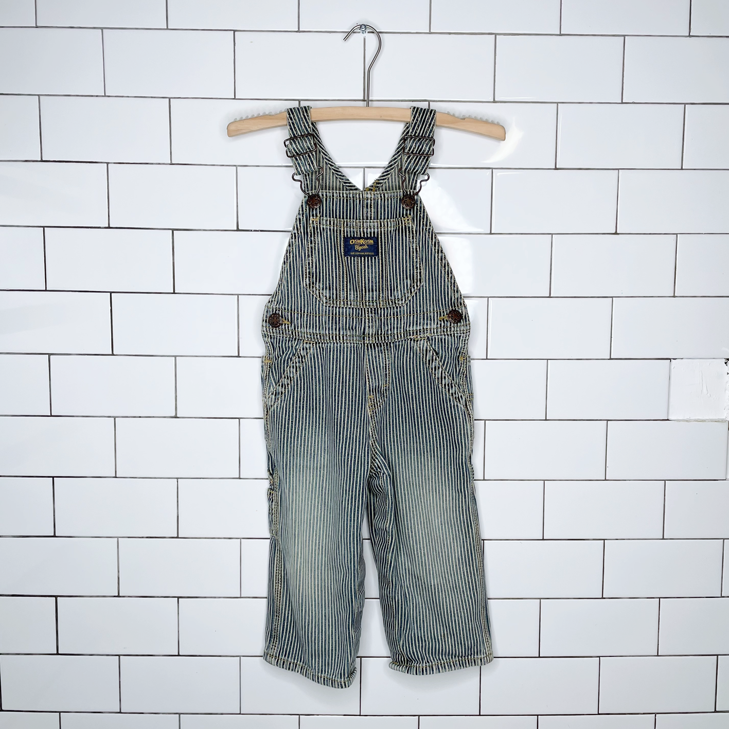 vintage oshkosh striped denim overalls