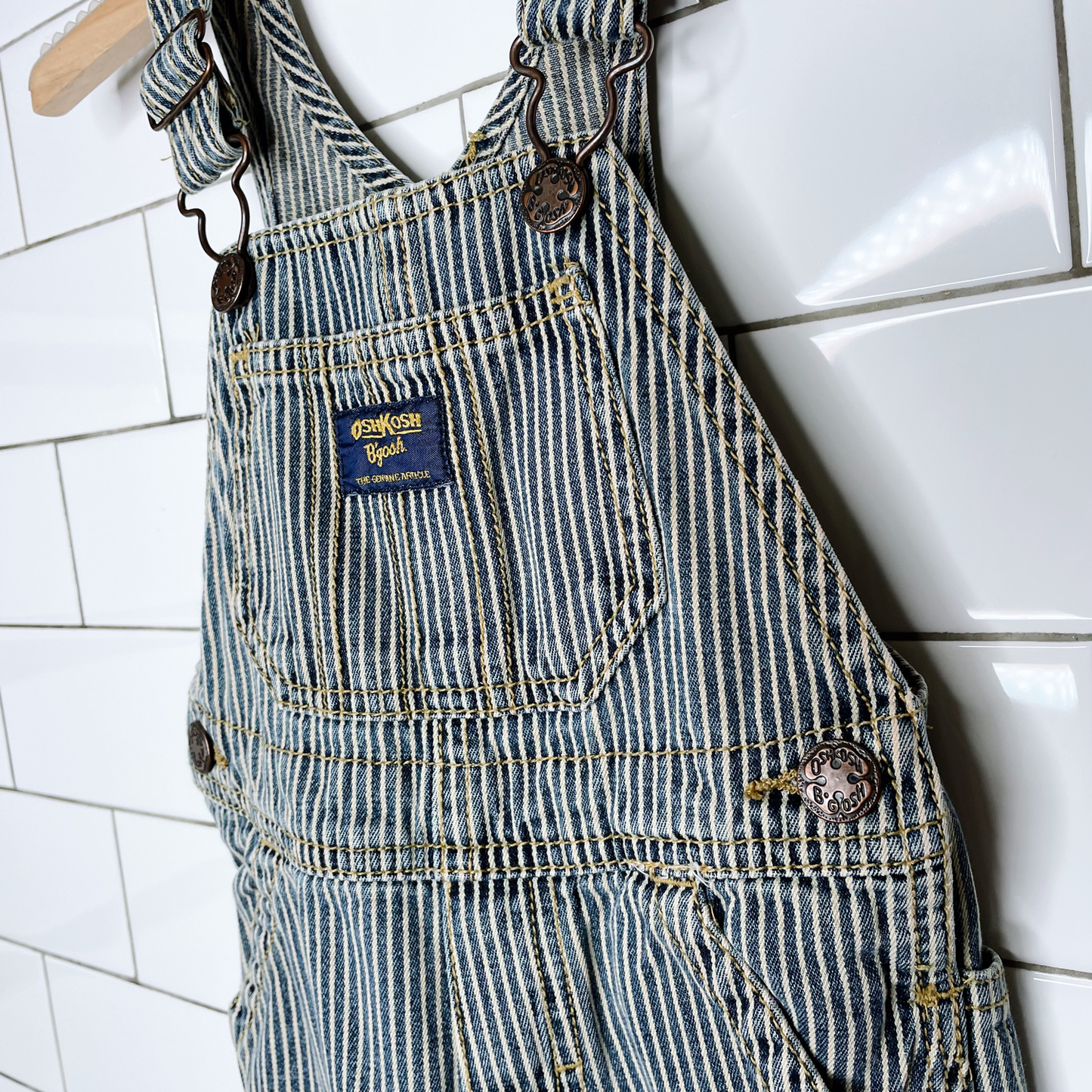 vintage oshkosh striped denim overalls