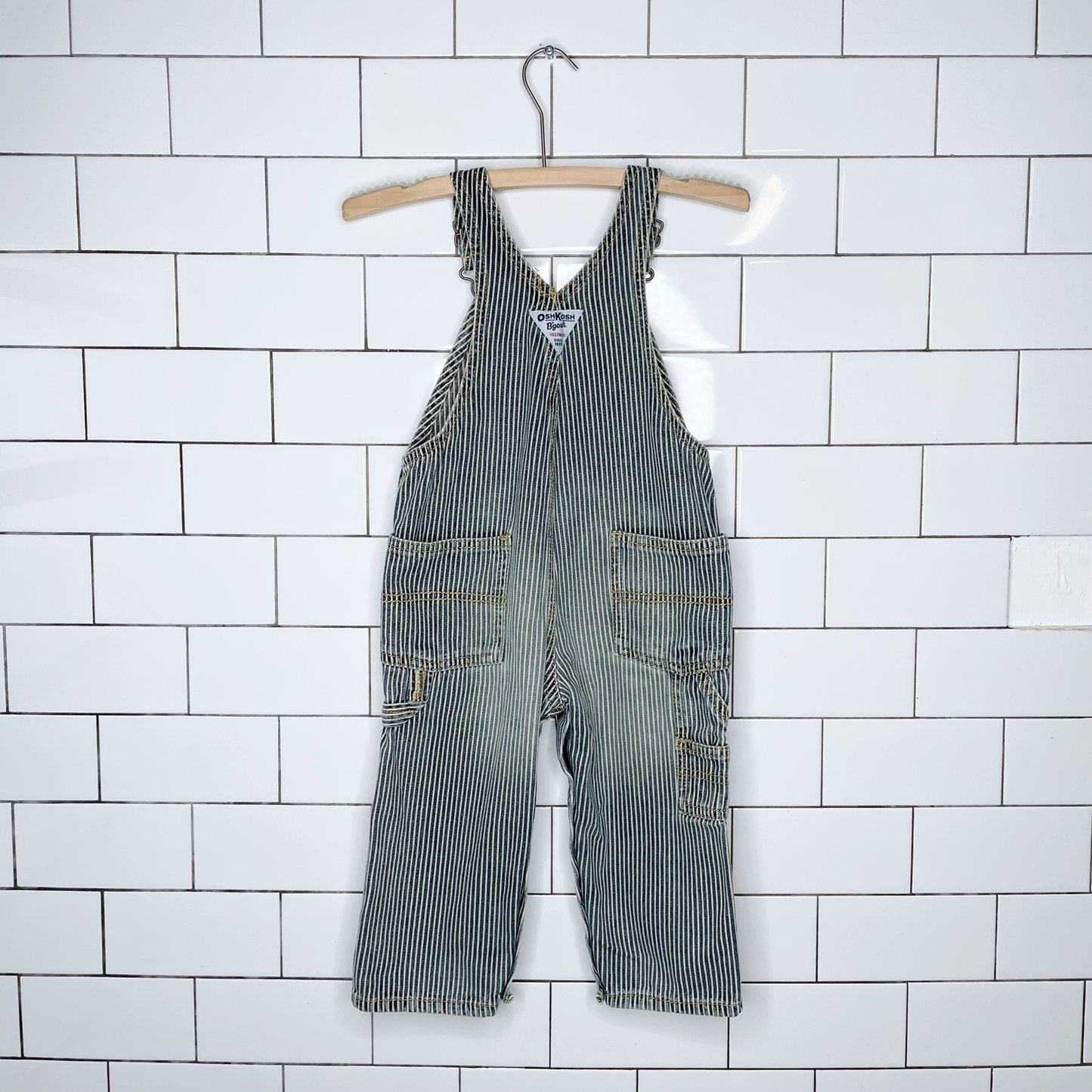 vintage oshkosh striped denim overalls